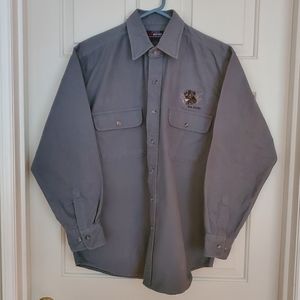 Five Brother men's vintage button up long sleeve gray flannel cotton shirt Large